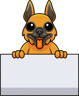 可爱小狗举空白标牌