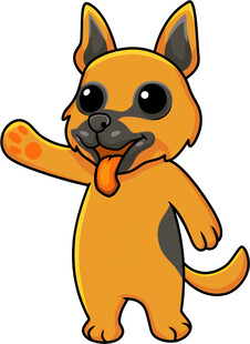 可爱卡通小狗打招呼