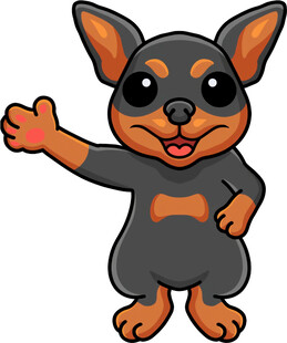 可爱小狗挥手卡通形象