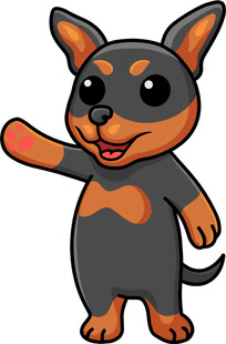 可爱招手小狗卡通形象