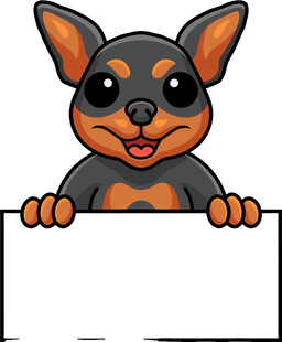 可爱小狗持空白标牌