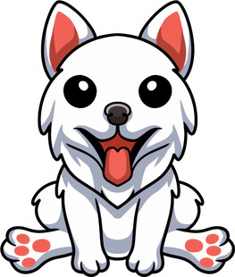 可爱白狗吐舌坐立