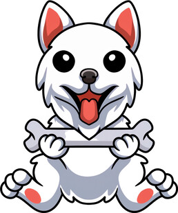 可爱小狗抱骨头