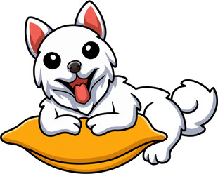 趴着的可爱卡通小白狗