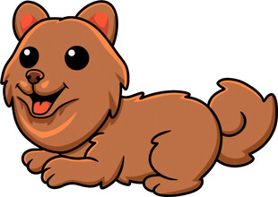 趴着的可爱棕色小狗