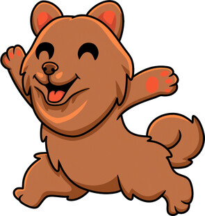 欢快跳跃的卡通小狗