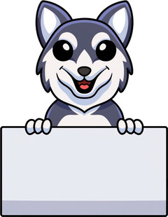 可爱哈士奇举空白标牌