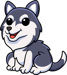 可爱坐着的卡通哈士奇