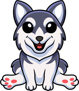 可爱坐着的哈士奇卡通形象