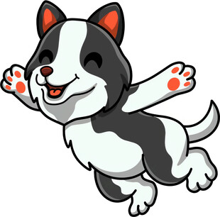 跳跃的可爱卡通小狗