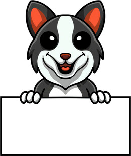 卡通小狗举空白标牌