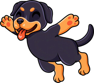 跳跃的可爱罗威纳犬