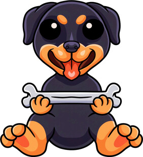 可爱小狗抱骨头