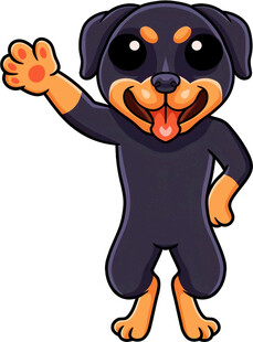 可爱罗威纳犬挥手打招呼