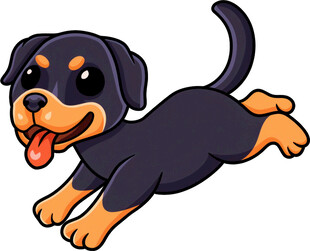 奔跑的可爱罗威纳犬