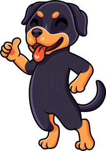 可爱罗威纳犬开心比耶