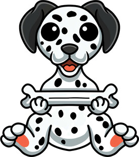 可爱斑点狗抱骨头