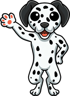 斑点狗挥手打招呼