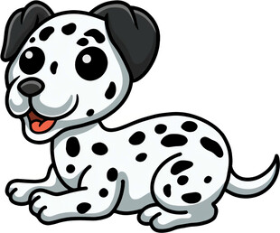 可爱斑点小狗趴着