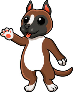 可爱卡通小狗挥手示意