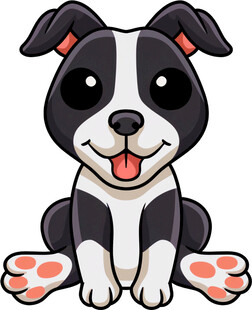 可爱黑白小狗坐着卖萌