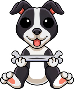 可爱小狗抱骨头