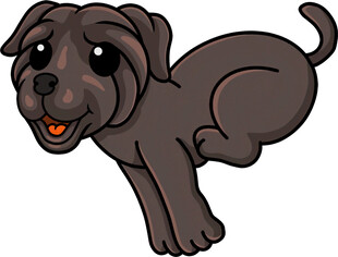 可爱卡通黑狗跃起