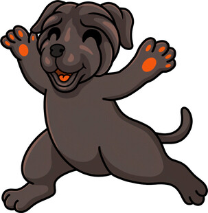 欢快跳跃的黑色小狗