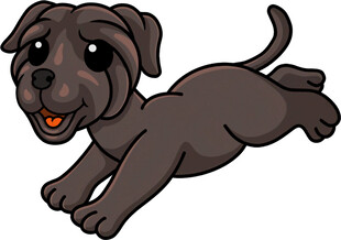 奔跑的黑色卡通小狗