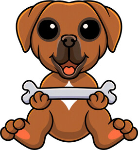 可爱小狗抱骨头