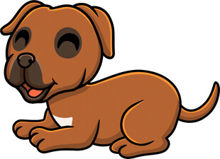 趴着的可爱棕色卡通小狗