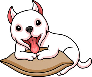 趴着的可爱小白狗