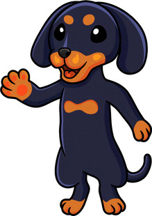 可爱腊肠犬挥手示意