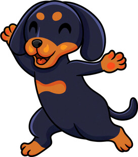 欢快跳跃的卡通小狗