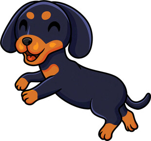 跳跃的可爱腊肠犬