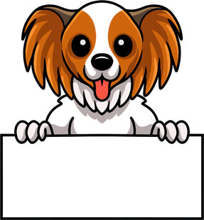 可爱小狗举空白广告牌