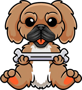 可爱小狗抱骨头卡通形象