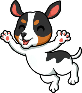 跳跃的可爱三色小狗