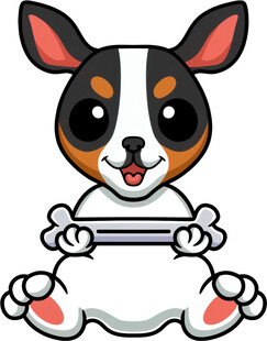 可爱小狗抱骨头