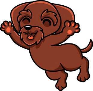 欢快跳跃的棕色小狗