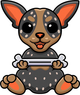 可爱斑点小狗抱骨头