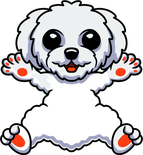 可爱小白狗张开手脚卖萌