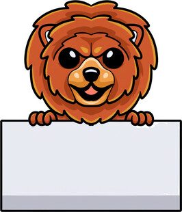 卡通狮子举空白标牌