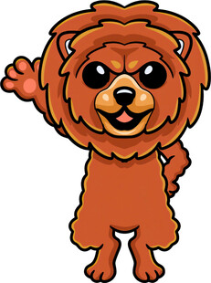 可爱卡通狮子挥手形象