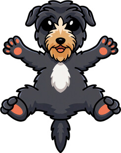 跳跃的可爱黑毛小狗