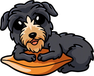 趴着的可爱黑色小狗