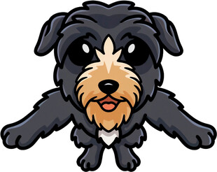 可爱黑毛小狗张开双臂