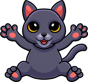 可爱黑猫张开双手卖萌