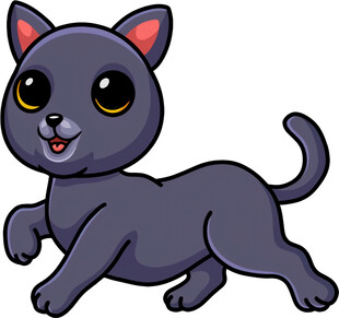 可爱黑猫欢快奔跑