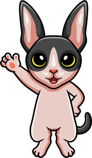 挥手的可爱卡通猫咪